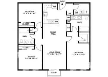 3 beds, 2 baths, 1,202 sqft, $1,540