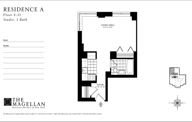 Studio, 1 bath, $4,200, Unit 34A