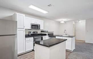 Pet-Friendly Rentals in Little Rock, AR – Capitol Hill – A kitchen with white cabinets and appliances.