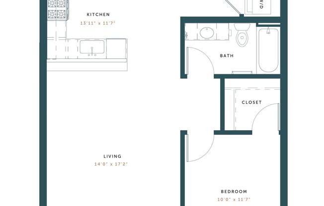 1 bed, 1 bath, 769 sqft, $2,300, Unit 410