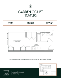 Studio, 1 bath, 377 sqft, $1,440