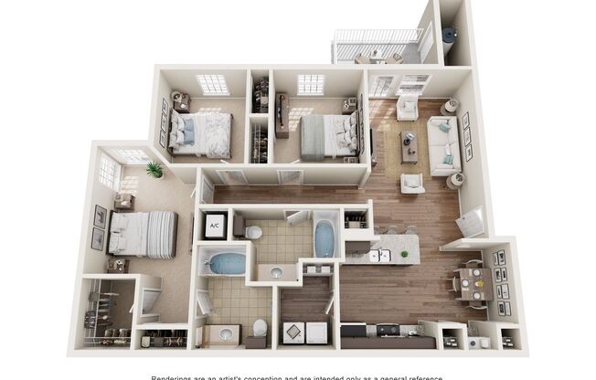 3 beds, 2 baths, 1,187 sqft, $1,520, Unit 4202