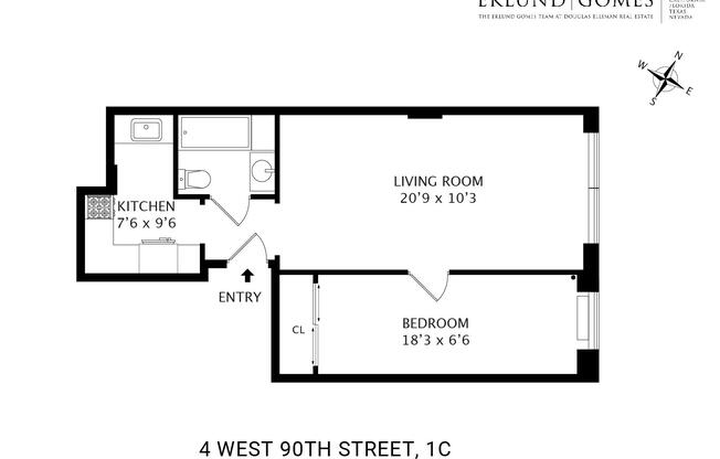 1 bed, 1 bath, 454 sqft, $3,600, Unit 1C