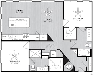 2 beds, 2 baths, 1,214 sqft, $1,877