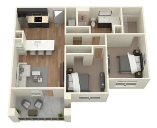2 beds, 1 bath, 873 sqft, $1,599