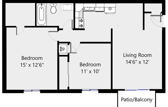 2 beds, 1 bath, 780 sqft, $1,070, Unit AH 2061-11