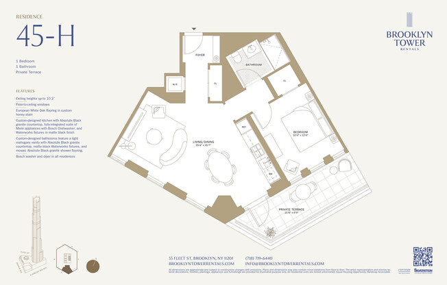 1 bed, 1 bath, $7,201, Unit 45H