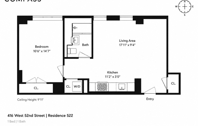 1 bed, 1 bath, 725 sqft, $4,995, Unit 522