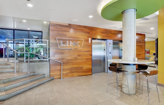 resident entrance at Link + Mural, Seattle, WA