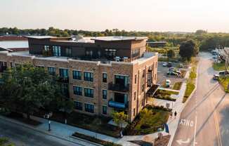 an aerial view of a building in a city street at Barrington 101, Illinois