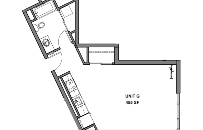 Studio, 1 bath, 455 sqft, $1,345, Unit 207