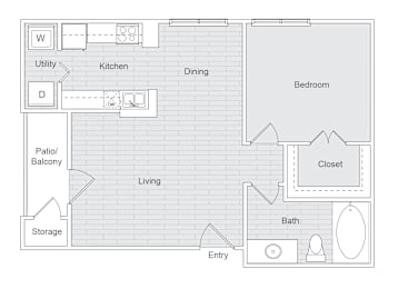 Studio, 1 bath, 692 sqft, $1,455