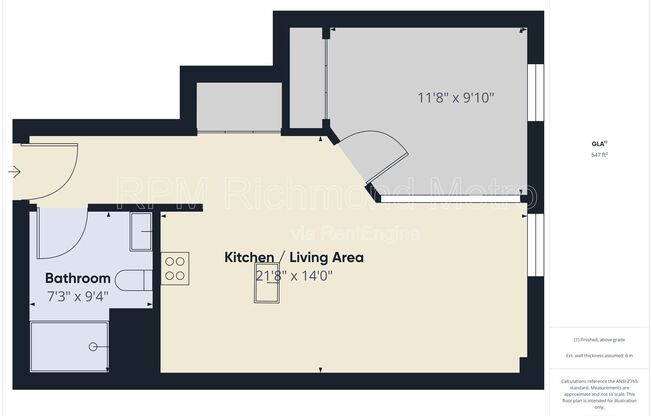 1 bed, 1 bath, 531 sqft, $1,299, Unit 2h