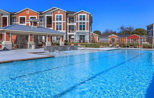 a small house in a pool of water