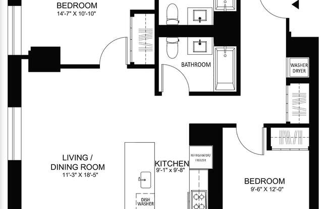 2 beds, 2 baths, 1,008 sqft, $5,532