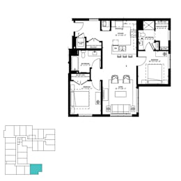 2 beds, 2 baths, 1,059 sqft, $2,190