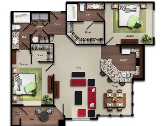 2 beds, 2 baths, 1,226 sqft, $1,860