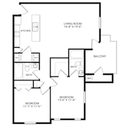 2 beds, 2 baths, 1,097 sqft, $1,520
