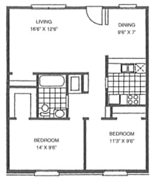 2 beds, 1 bath, 832 sqft, $1,165