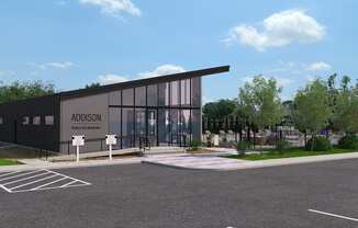 A modern building with the name "Addison" on it.