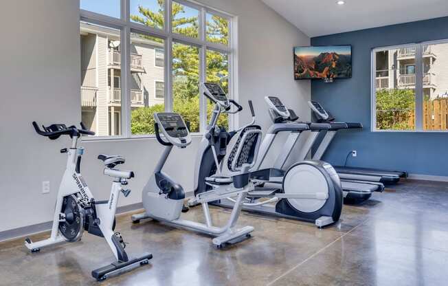 Treadmills, Elliptical and Stationary Bikes at the Fitness Center