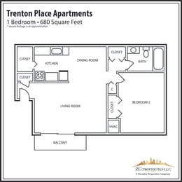 1 bed, 1 bath, 680 sqft, $1,005