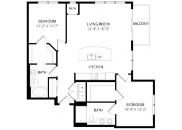 2 beds, 2 baths, 1,205 sqft, $3,045