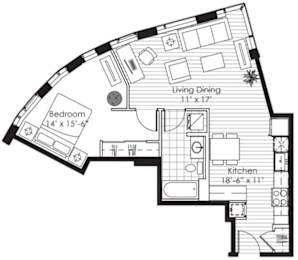 1 bed, 1 bath, 737 sqft, $2,742