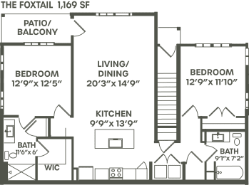 2 beds, 2 baths, 1,169 sqft, $2,329