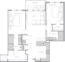 2 beds, 2 baths, 1,167 sqft, $1,780