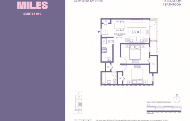 2 beds, 1 bath, $3,255, Unit 28F