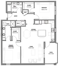 2 beds, 2 baths, 1,200 sqft, $2,295