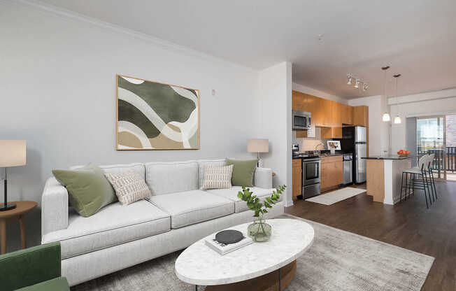 Living Area and Kitchen with Hard Surface Flooring