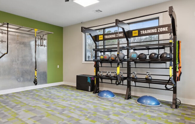Community Fitness Center with Equipment at Element 41 Apartments in Marietta, GA.