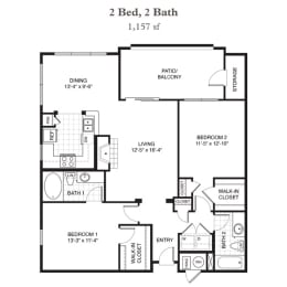 2 beds, 2 baths, 1,157 sqft, $2,578