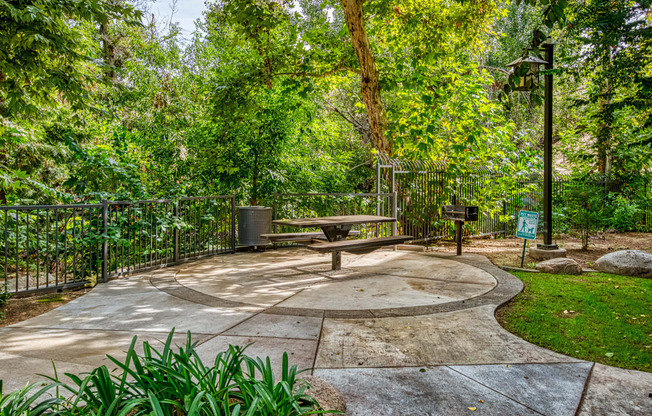 a picnic table in a park with trees at Canyon Crest, Riverside, CA