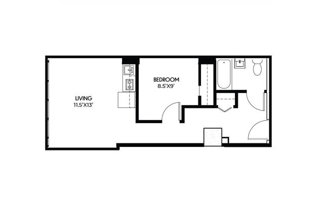 1 bed, 1 bath, 480 sqft, $1,269, Unit 502