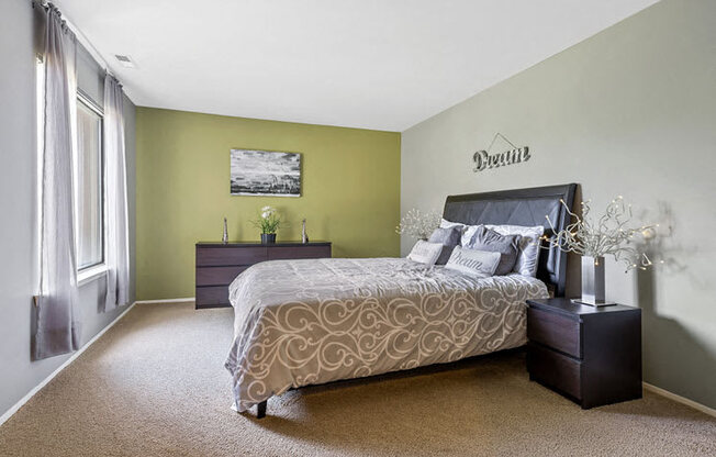 Bedroom at Franklin River Apartments, Southfield, Michigan