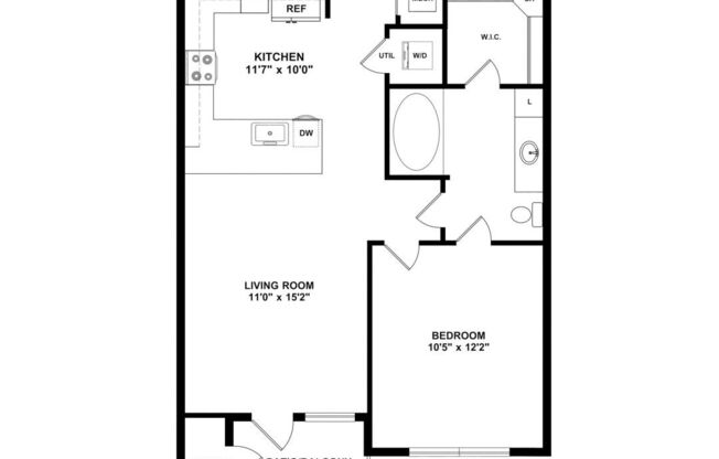 1 bed, 1 bath, 634 sqft, $1,515