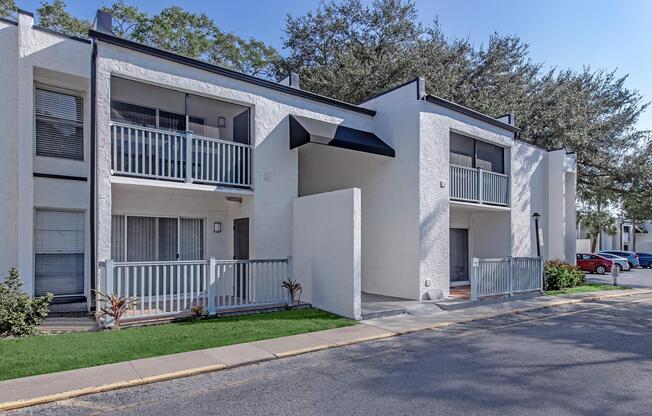 a house that is parked on the side of a building