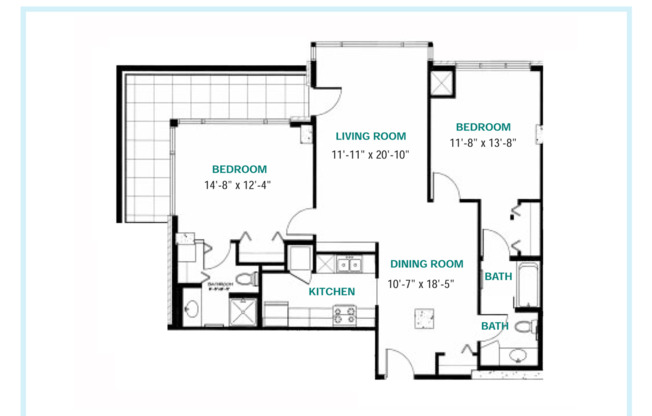2 beds, 2 baths, 1,116 sqft, $2,395, Unit 1001