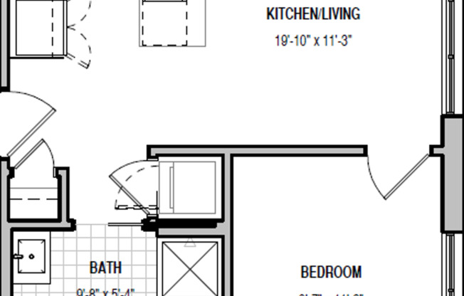 1 bed, 1 bath, 561 sqft, $2,045, Unit 404