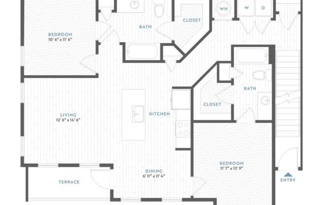 2 beds, 2 baths, 1,172 sqft, $1,474