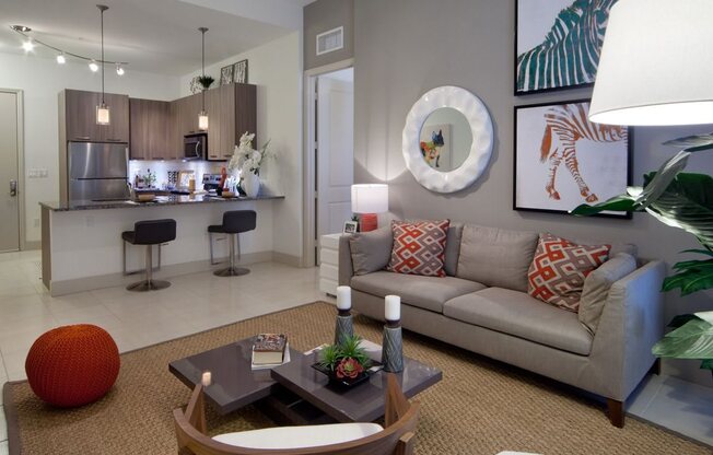 Living Room With Kitchen View at Berkshire Coral Gables, Florida