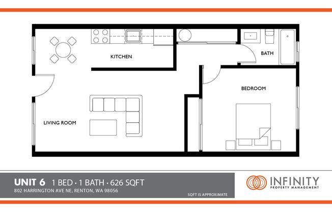 1 bed, 1 bath, 648 sqft, $1,550, Unit 6