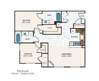 2 beds, 2 baths, 1,106 sqft, $2,888