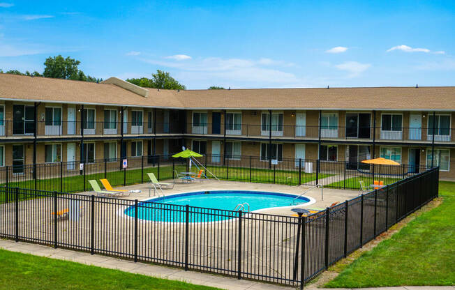 Swimming pool at Huntington Club Apartments in Warren, Michigan