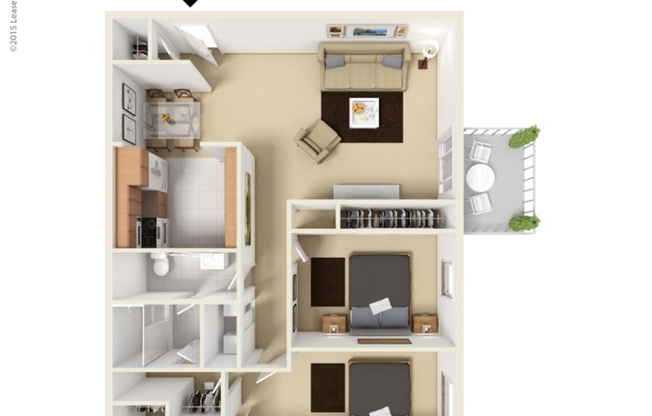 2 beds, 2 baths, 1,076 sqft, $1,550