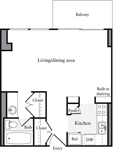 Studio, 1 bath, 475 sqft, $2,140, Unit 1026