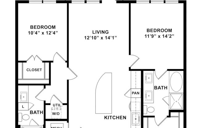2 beds, 2 baths, 1,121 sqft, $2,050